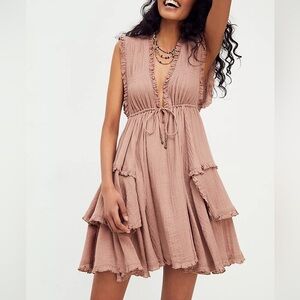 Free People Antoinette Mini Dress - Coyote
